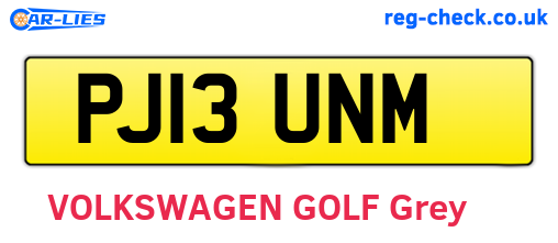 PJ13UNM are the vehicle registration plates.