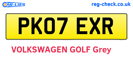PK07EXR are the vehicle registration plates.