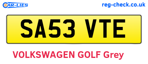 SA53VTE are the vehicle registration plates.