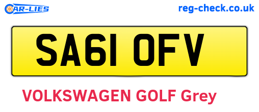 SA61OFV are the vehicle registration plates.