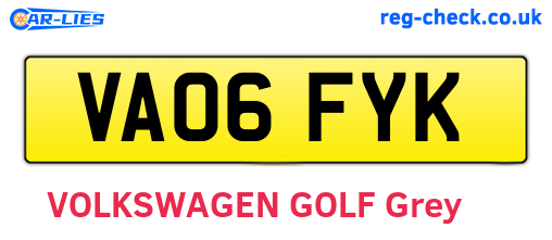 VA06FYK are the vehicle registration plates.
