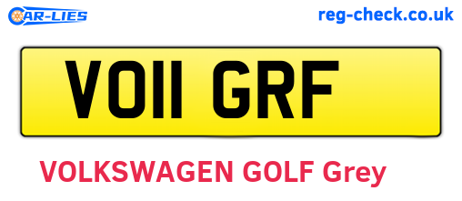 VO11GRF are the vehicle registration plates.