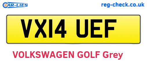 VX14UEF are the vehicle registration plates.