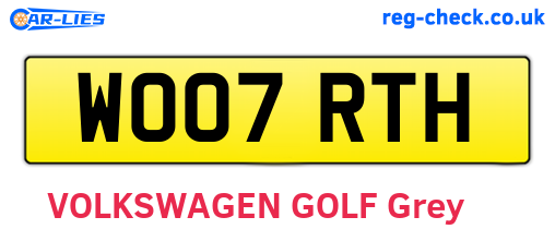 WO07RTH are the vehicle registration plates.