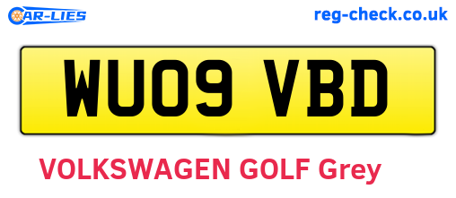 WU09VBD are the vehicle registration plates.