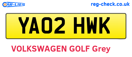 YA02HWK are the vehicle registration plates.