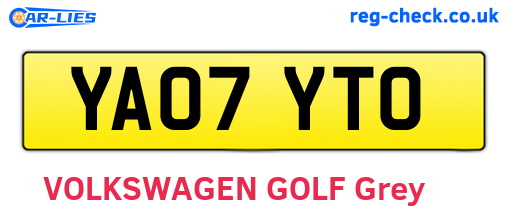 YA07YTO are the vehicle registration plates.