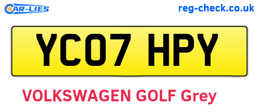 YC07HPY are the vehicle registration plates.