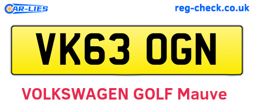 VK63OGN are the vehicle registration plates.