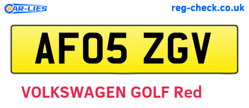AF05ZGV are the vehicle registration plates.