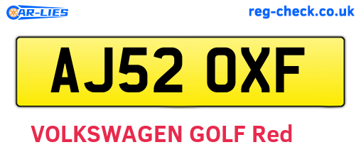 AJ52OXF are the vehicle registration plates.