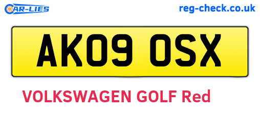 AK09OSX are the vehicle registration plates.