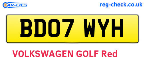 BD07WYH are the vehicle registration plates.