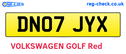 DN07JYX are the vehicle registration plates.