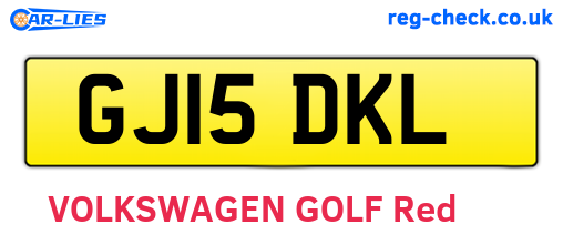 GJ15DKL are the vehicle registration plates.