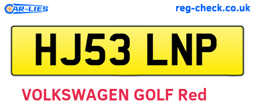 HJ53LNP are the vehicle registration plates.