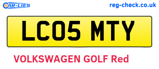 LC05MTY are the vehicle registration plates.