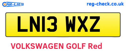 LN13WXZ are the vehicle registration plates.