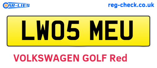 LW05MEU are the vehicle registration plates.