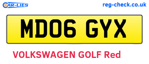 MD06GYX are the vehicle registration plates.