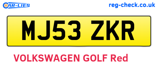 MJ53ZKR are the vehicle registration plates.