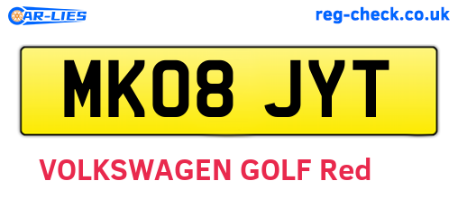 MK08JYT are the vehicle registration plates.