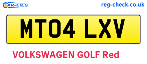 MT04LXV are the vehicle registration plates.