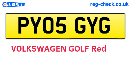 PY05GYG are the vehicle registration plates.