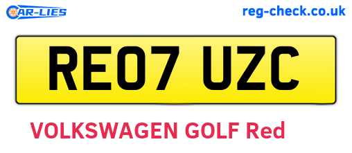 RE07UZC are the vehicle registration plates.
