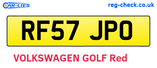 RF57JPO are the vehicle registration plates.