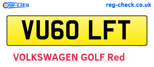 VU60LFT are the vehicle registration plates.