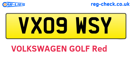 VX09WSY are the vehicle registration plates.