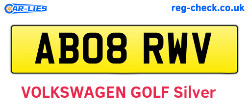 AB08RWV are the vehicle registration plates.
