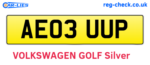 AE03UUP are the vehicle registration plates.