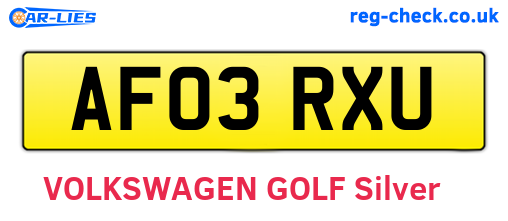 AF03RXU are the vehicle registration plates.