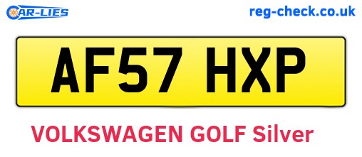 AF57HXP are the vehicle registration plates.