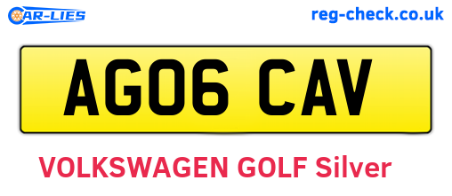 AG06CAV are the vehicle registration plates.