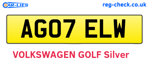 AG07ELW are the vehicle registration plates.