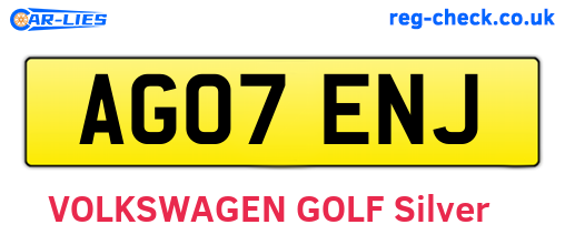AG07ENJ are the vehicle registration plates.