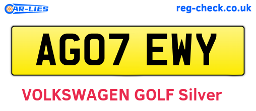 AG07EWY are the vehicle registration plates.