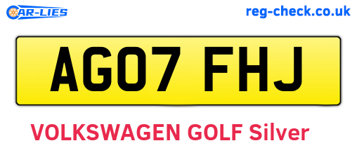 AG07FHJ are the vehicle registration plates.