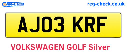 AJ03KRF are the vehicle registration plates.