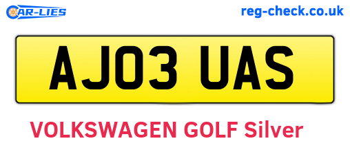 AJ03UAS are the vehicle registration plates.