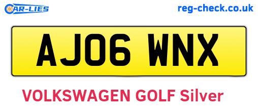 AJ06WNX are the vehicle registration plates.