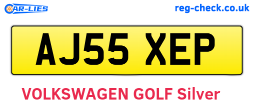 AJ55XEP are the vehicle registration plates.