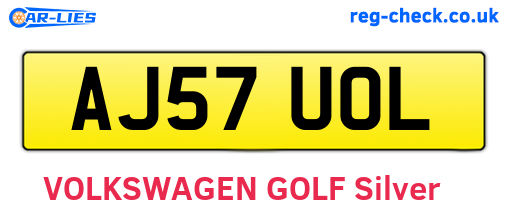 AJ57UOL are the vehicle registration plates.