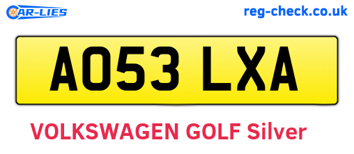 AO53LXA are the vehicle registration plates.