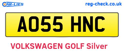 AO55HNC are the vehicle registration plates.