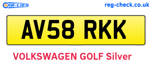 AV58RKK are the vehicle registration plates.