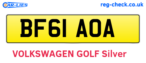 BF61AOA are the vehicle registration plates.